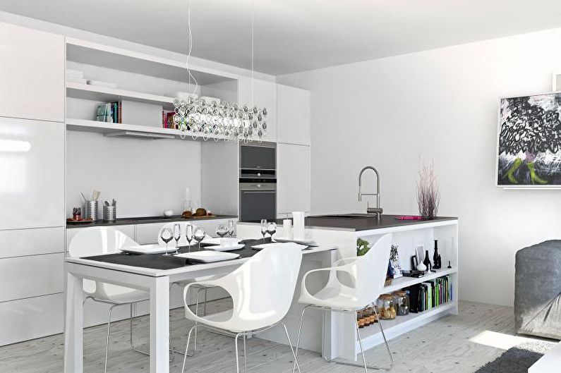 Белая кухня 14 кв.м. - Дизайн интерьера