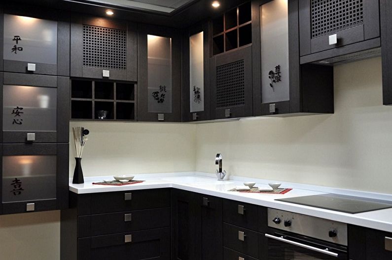 Черная кухня в японском стиле - Дизайн интерьера