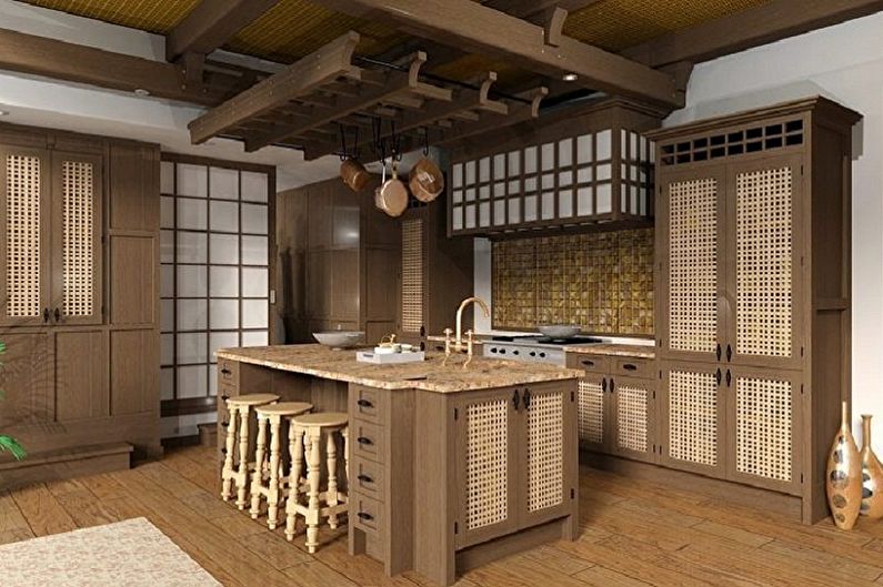 Дизайн кухни в японском стиле - Мебель
