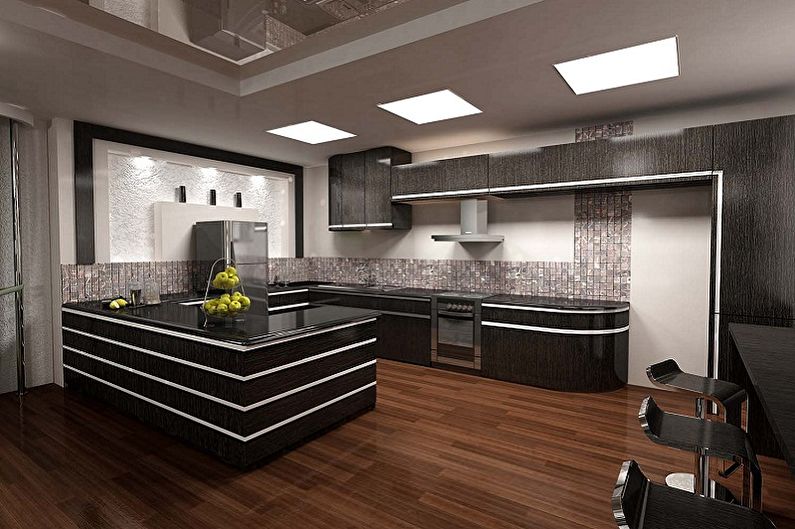Черная кухня в стиле минимализм - Дизайн интерьера