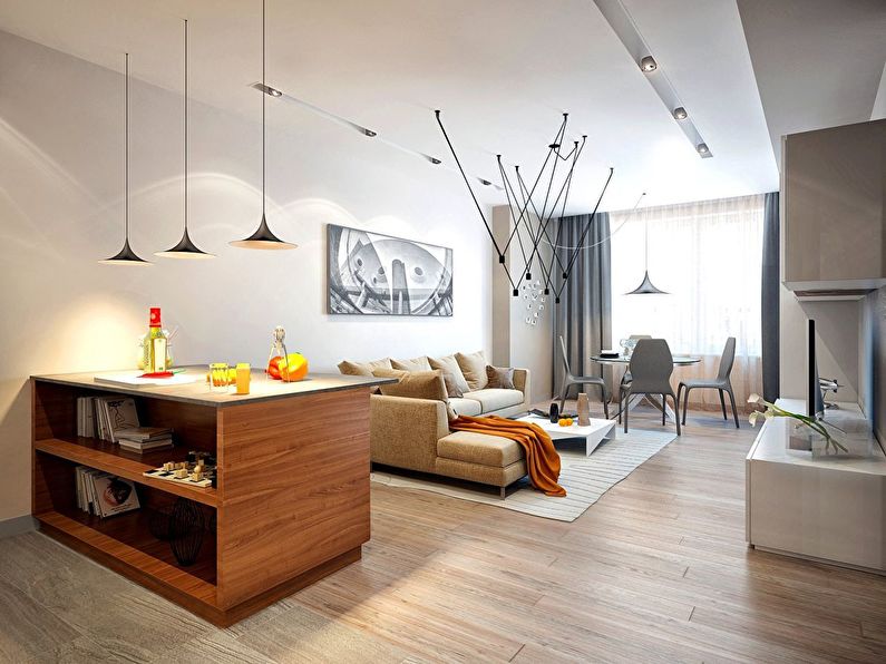 Дизайн интерьера кухни-гостиной от Михаила Новинского